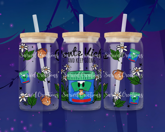 Vicks & Keep Going Glass Can