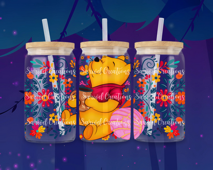 Pooh & Cafecito Glass Can