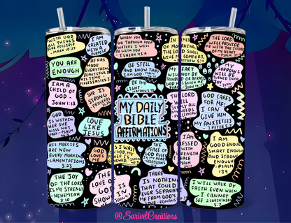 Daily Bible Affirmations 20oz Skinny Tumblers