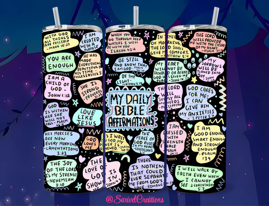 Daily Bible Affirmations 20oz Skinny Tumblers