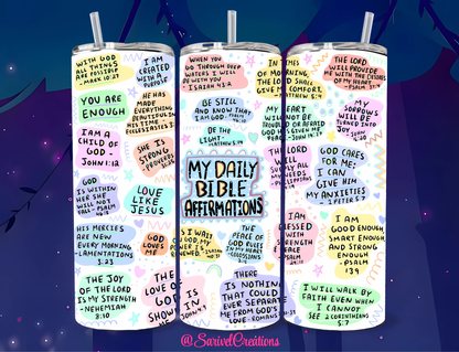 Daily Bible Affirmations 20oz Skinny Tumblers