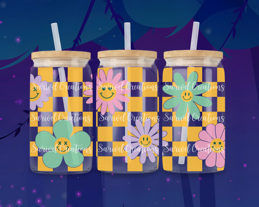 Happy Flowers Glass Can