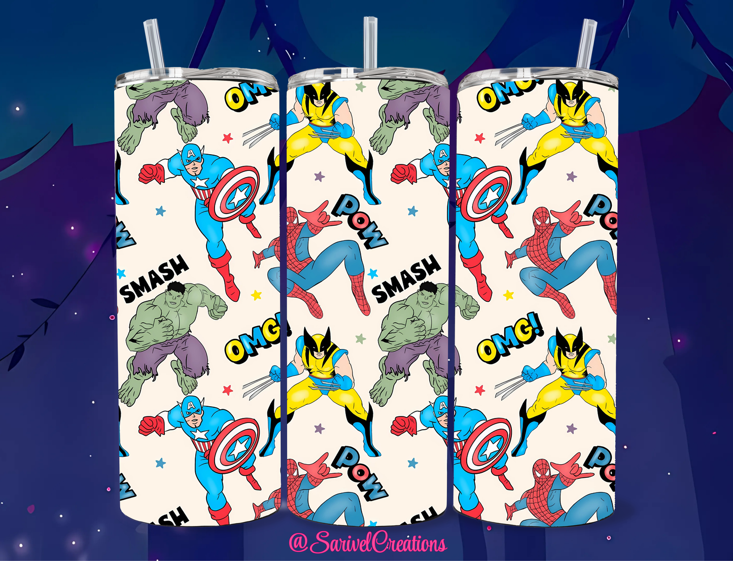 SL Comic Heroes 20oz Skinny Tumblers