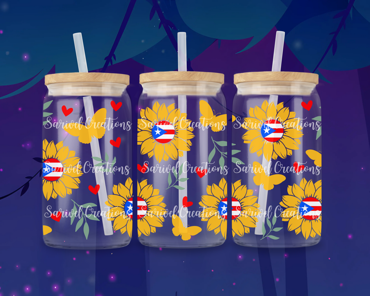 PR Sunflowers Glass Can
