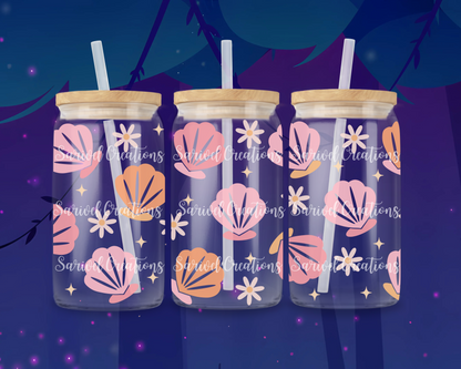 Shellfish Flowers Glass Can