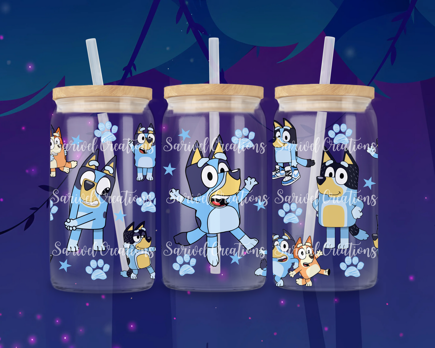 Blue Pup Glass Can