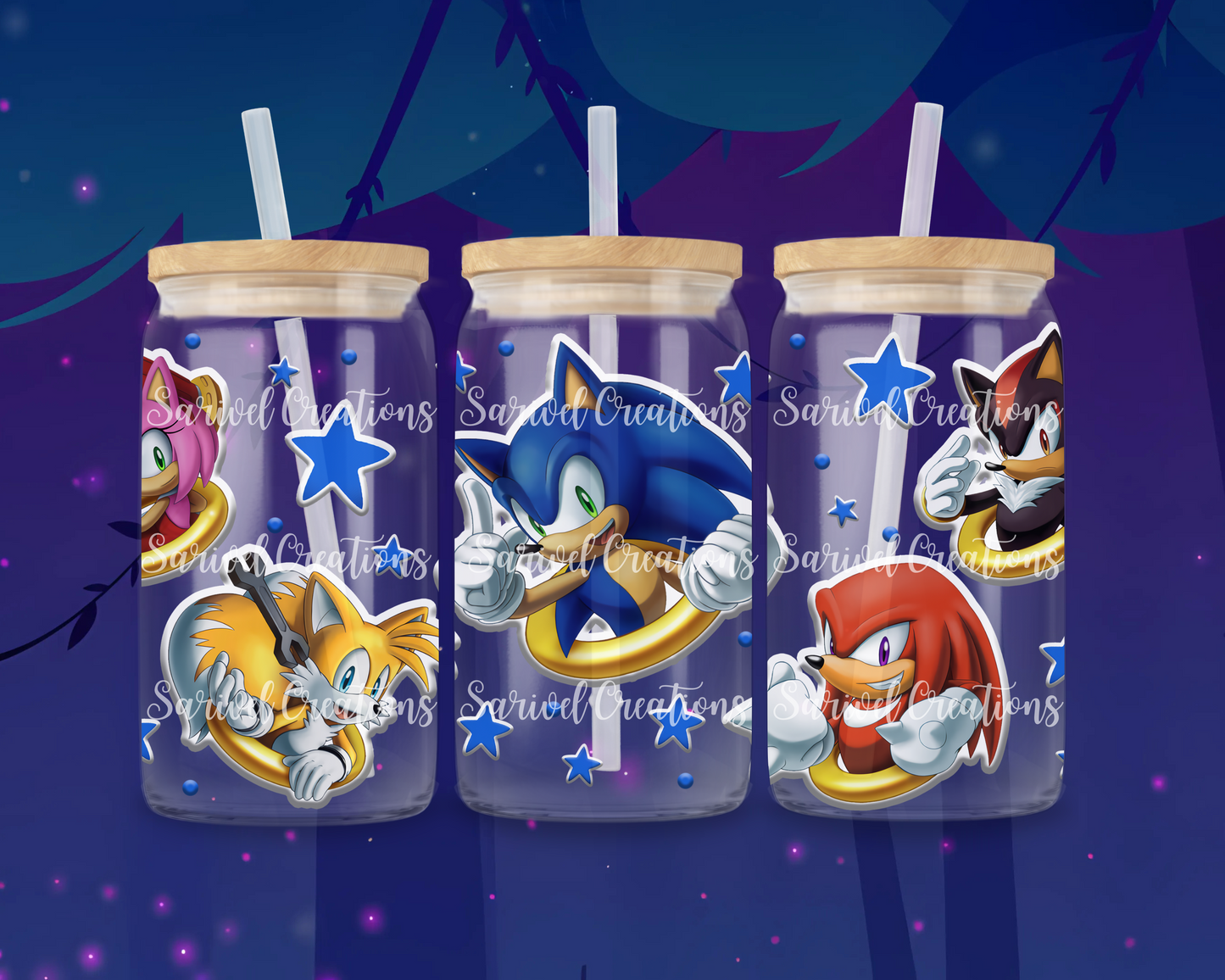 Golden Coins Characters Glass Can