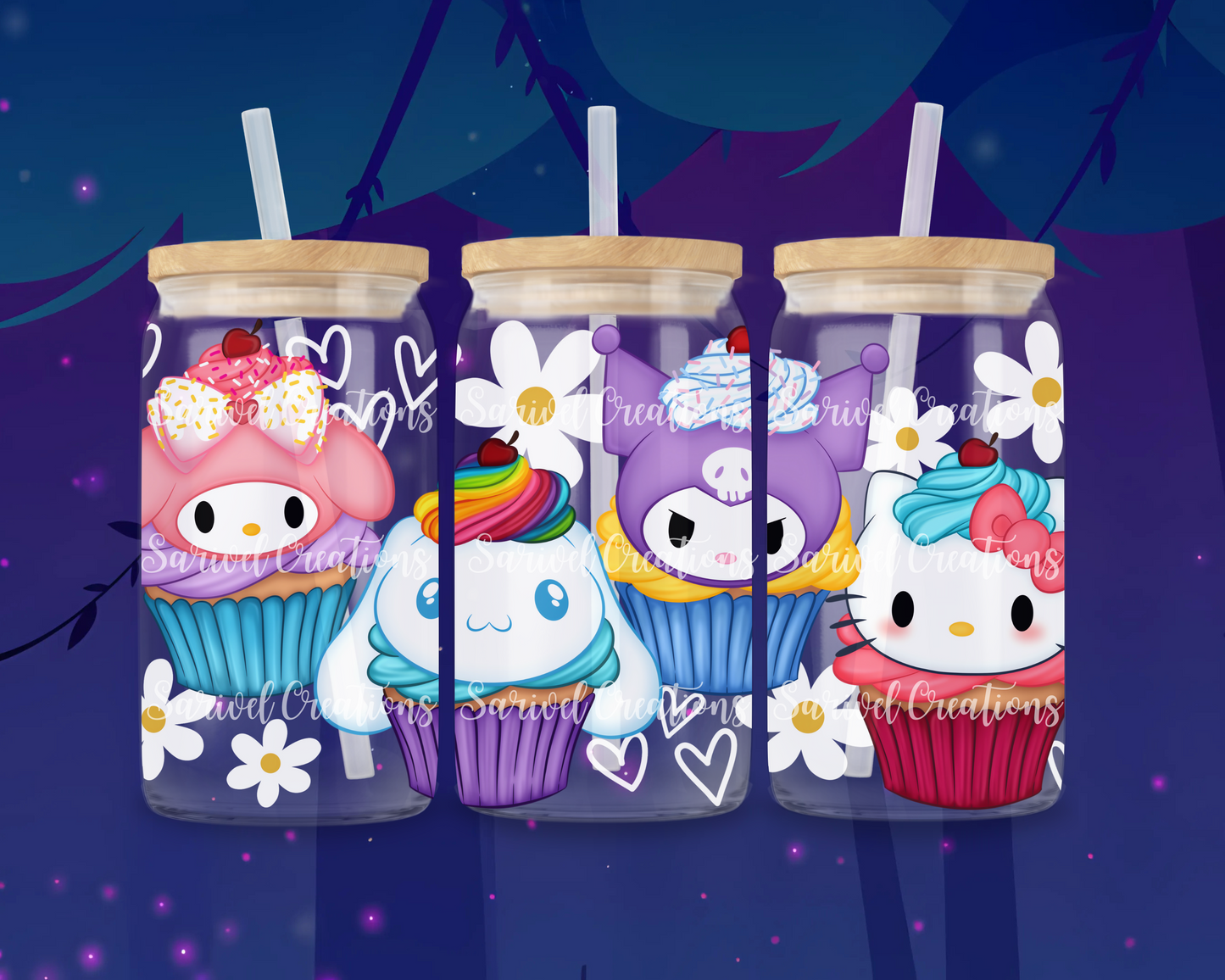 Kitty Cupcakes Glass Can