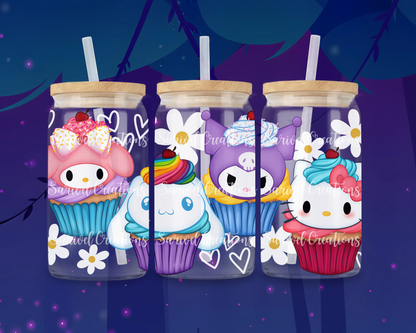 Kitty Cupcakes Glass Can