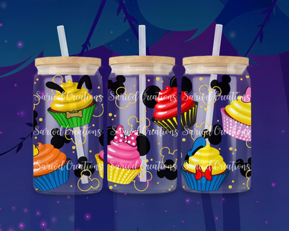 Mouse & Friends Cupcakes Glass Can