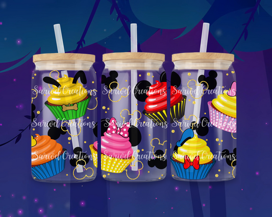 Mouse & Friends Cupcakes Glass Can