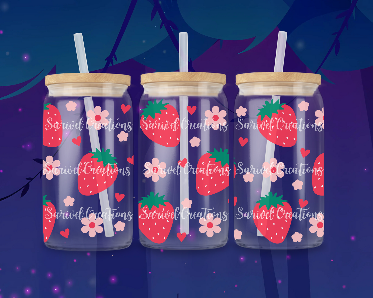 Strawberries Glass Can