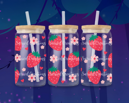 Strawberries Glass Can