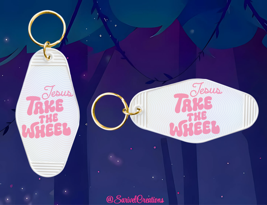 Jesus Takes The Wheel Keychain