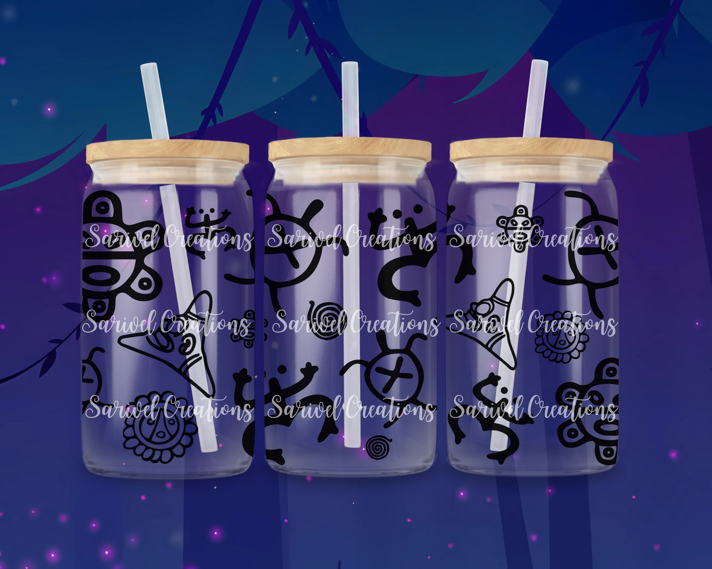 PR Taino Symbols Glass Can