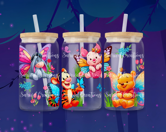 Pooh & Friends Butterflies Glass Can