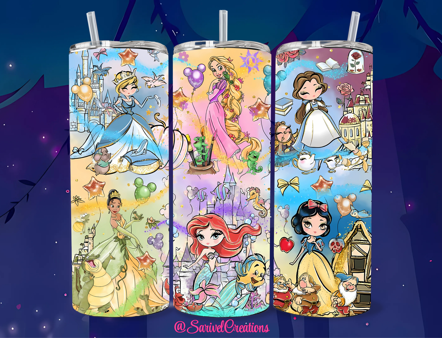 Princess Characters 20oz Skinny Tumblers