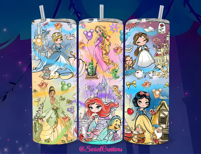 Princess Characters 20oz Skinny Tumblers