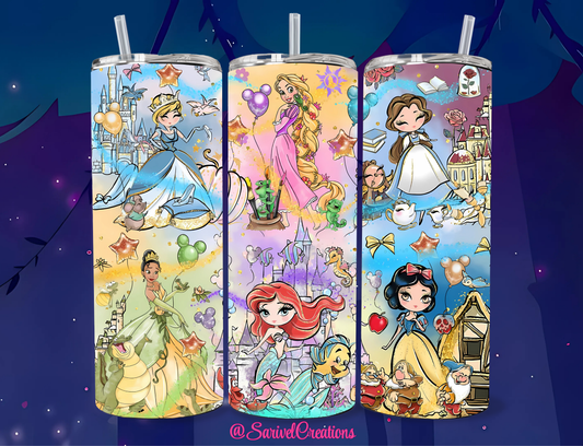 Princess Characters 20oz Skinny Tumblers