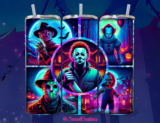 Neon Horror Guys 20oz Skinny Tumblers
