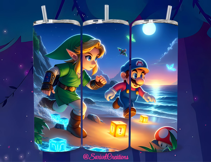 Mario & Link 20oz Skinny Tumblers