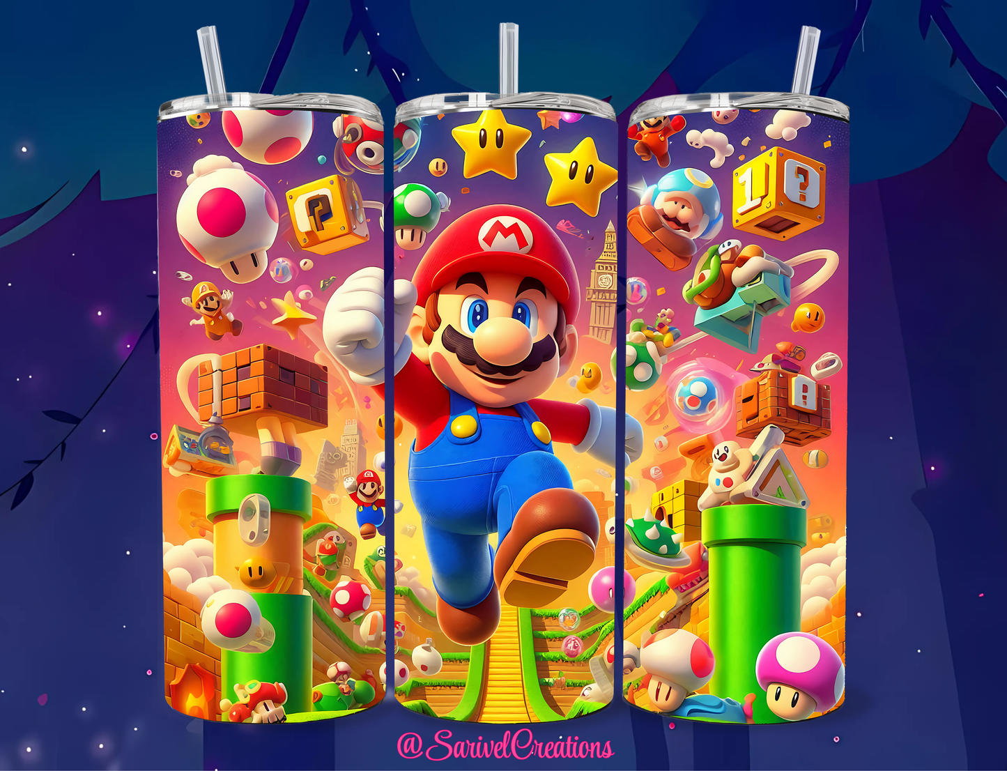 Mario Stars 20oz Skinny Tumblers