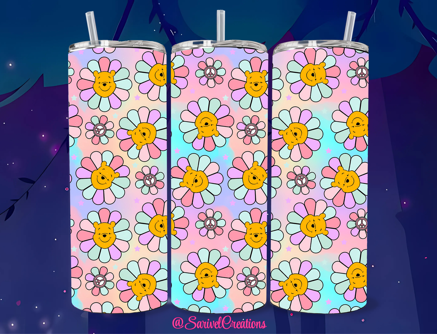SL Pooh Flowers 20oz Skinny Tumblers