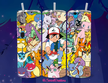 Ash & Poke Characters 20oz Skinny Tumblers