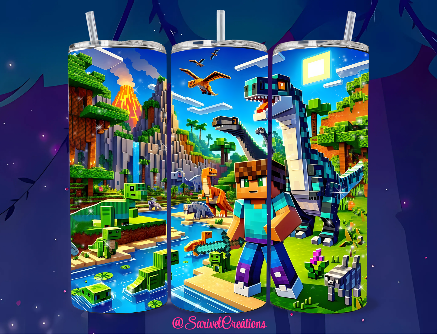 MineCrafter Dino 20oz Skinny Tumblers