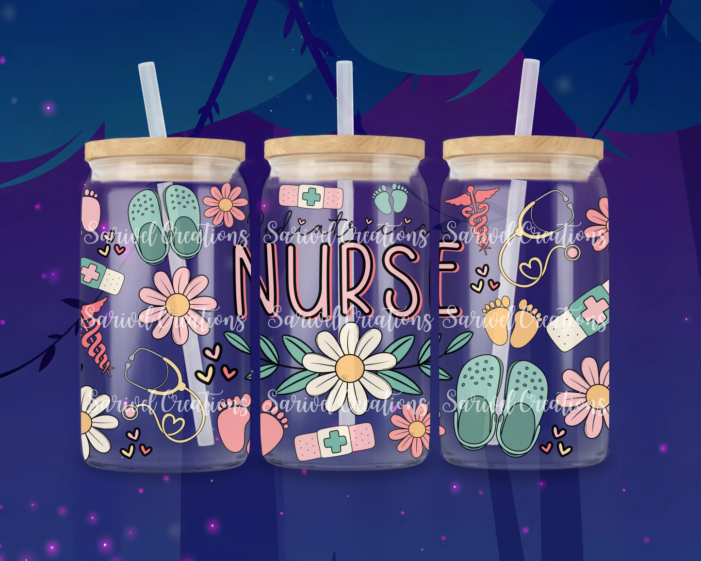 Peds RN Scrubs Glass Can