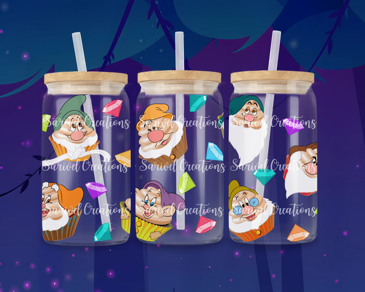 Dwarfs Cupcakes Glass Can