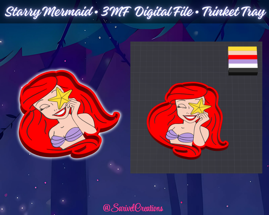 Starry Mermaid • Trinket Tray 3MF Digital File