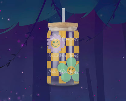 Happy Flowers Glass Can