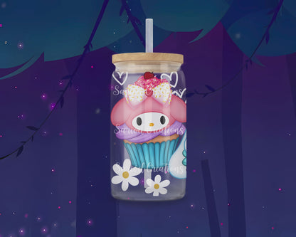 Kitty Cupcakes Glass Can
