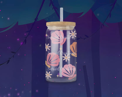 Shellfish Flowers Glass Can