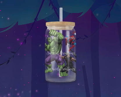 Super Heroes Glass Can