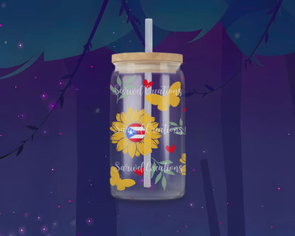 PR Sunflowers Glass Can
